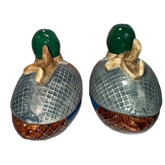 Vintage Fine Ceramic Duck Salt & Pepper Shakers, Mallard Ducks, Made In Japan - Picture 5 of 9